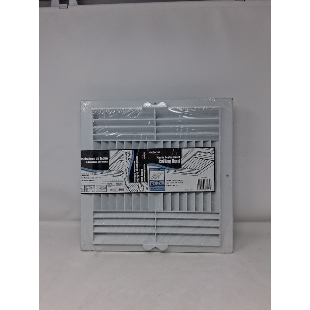 Deflect-o RGC1212 Plastic Replacement Ceiling Vent White 12x12 Inch Register. H